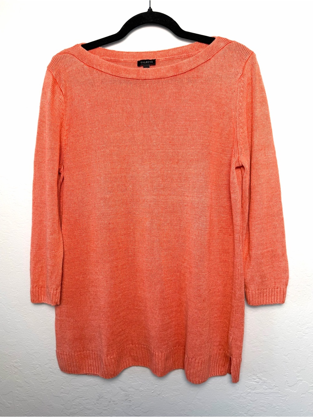 Talbots Linen XL Coral Scoop-Neck Lightweight Knit Sweater Coastal